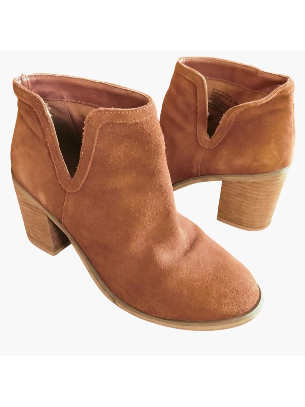 Brown Suede Ankle Booties Womens Shoes Size 9